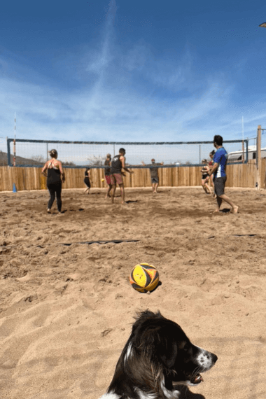 A person playing sand volleyball in Arizona